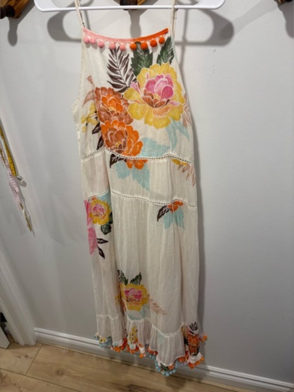 Anthropologie x Farm Rio Colab Havana Floral Pom Pom Maxi Dress - Size Medium - Picture 8 of 8